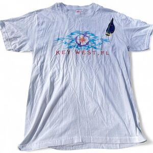 Vintage 90s Hanes Key West FL Graphic T-Shirt White Large